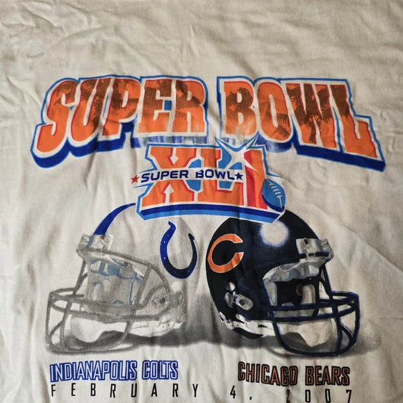 Super Bowl XLI 2007 T Shirt Colts vs Bears Indianapolis Jerzees Vintage XL NFL - Picture 2 of 4